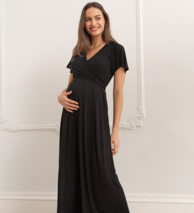 LVMA2500 - 2 Pack - 100% premium Cotton - Women short Sleeve Nursing Maternity  T-Shirt 2 Piece Set 