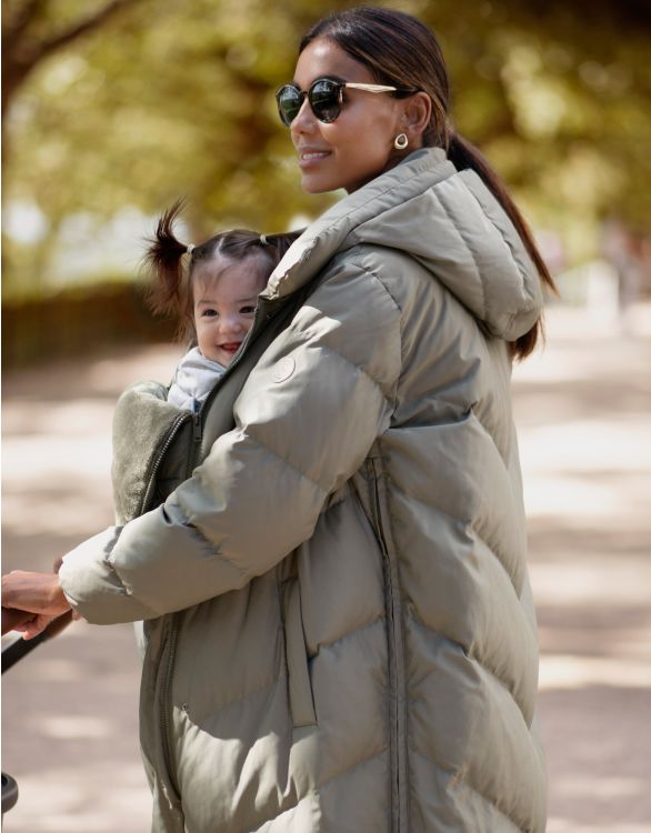 Maternity Khaki Padded Longline Coat, Women