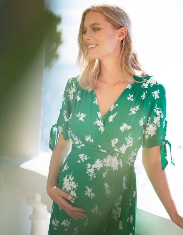Buy Women's Rayon Green Maternity Long Feeding Dress for Women with  Concealed Nursing Zip for Breastfeeding & Pregnancy (Medium) at