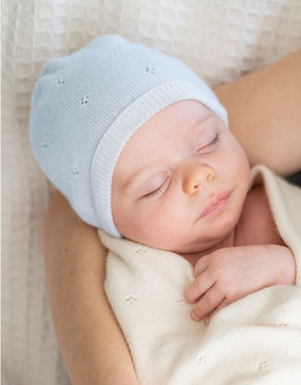 Mini Cotton & Cashmere Blue Knitted Baby Hat | Seraphine