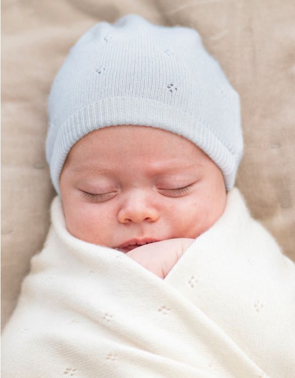 Mini Cotton & Cashmere Blue Knitted Baby Hat | Seraphine