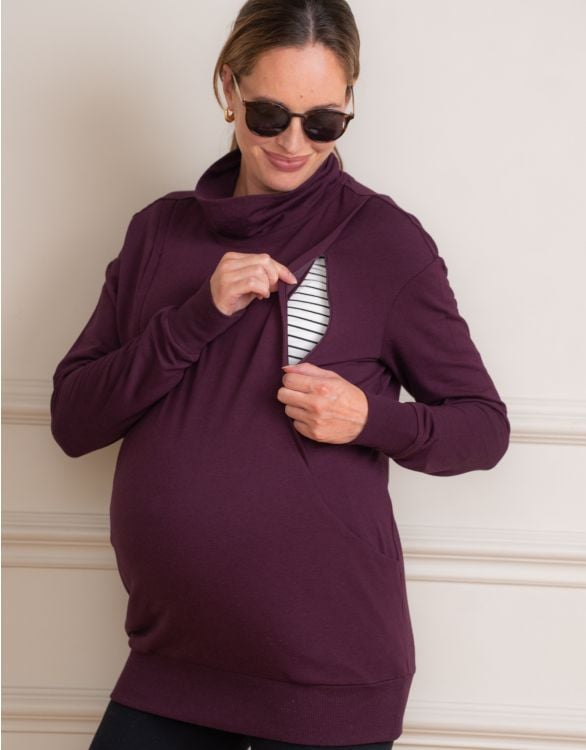 Maternity Side Button Nursing Sweatshirt