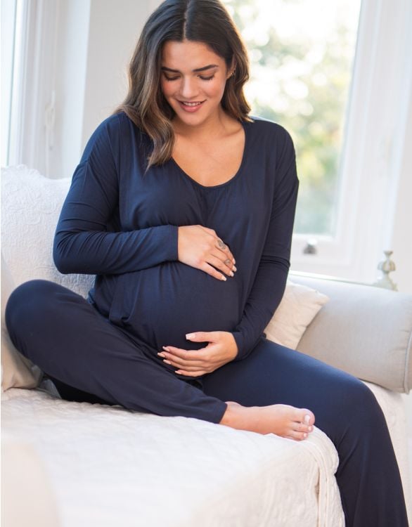 Clea Bamboo Maternity & Postpartum Short Sleeve Pajama Set-Mist – Pink &  Blue Avenue