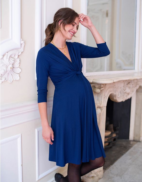 Green knot Front Maternity Dress