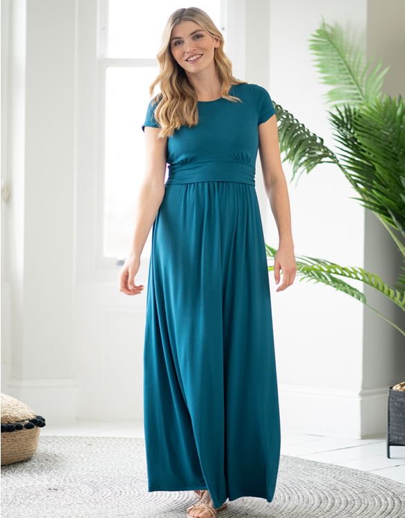 Maternity & Nursing Short Sleeve Maxi Dress - Teal | Seraphine