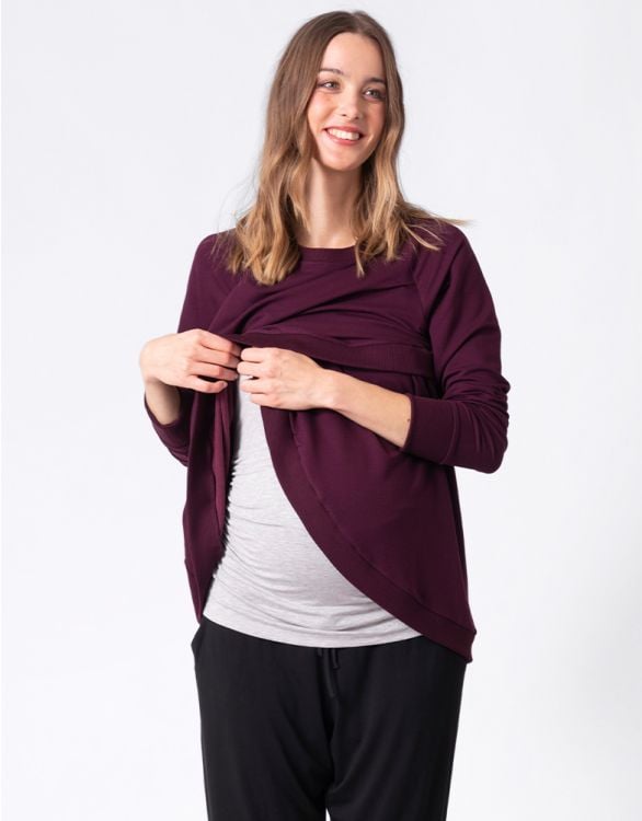 Burgundy Maternity & Nursing Sweatshirt