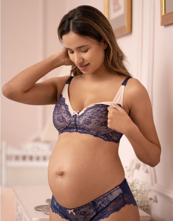 Bra with Lace Detail, for Maternity & Nursing - dark blue, Maternity