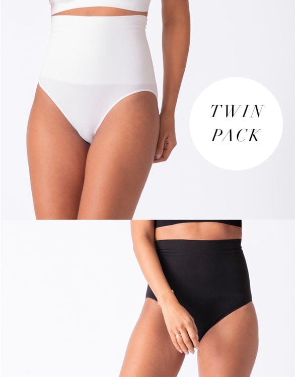 Post Maternity Briefs Black & White Twin Pack