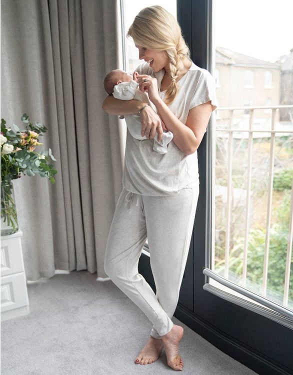 Womens Cotton Maternity Pregnancy Soft Nursing Pajama Sets Sleepwear Long  Sleeves for delivery Breastfeeding in Hospital