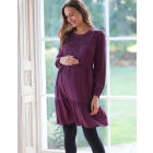 Plum Embroidered Maternity & Nursing Dress