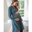 Alessandra | Teal Maternity & Nursing Shirt Dress