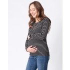 Black & White Striped Maternity & Nursing Top