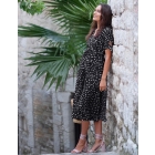 Black Midi Wrap Maternity Dress