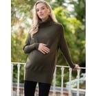 Brea | Khaki Roll Neck Maternity & Nursing Jumper