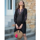 Brie | Black Embroidered Maternity & Nursing Dress