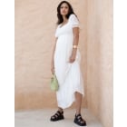 Carolina | White Shirred Maternity Maxi Dress