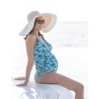 Cairo | Floral Contrast Maternity Tankini Set – Blue & Green