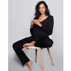 Camille | Black Bamboo Lounge Maternity Pyjamas