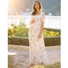 Clarabeth | Vintage Garden Florals Cream Maxi Maternity & Nursing Dress