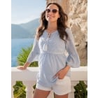 Embroidered Pinstripe Maternity & Nursing Blouse