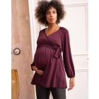 Halston | Plum Mock Wrap Maternity & Nursing Top