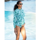 Haiti | UPF50 Rash Guard Maternity Tankini with Swim Brief – Blue & Green