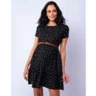 Inez | Black Dot Tiered Maternity & Nursing Dress 