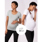 Julianne | Twin Pack Maternity T-Shirts - Sage & White