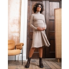 Leah | Oatmeal Ribbed Maternity & Nursing Dress