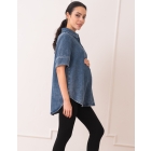 Lynx | Tencel™ Denim Short Sleeve Maternity-To-Nursing Shirt 