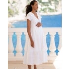 White V Neck Broderie Anglaise Maternity to Nursing Midi Dress