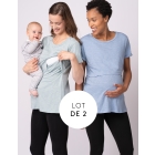 Essential Maternity & Nursing T-shirts – Blue & Sage Twin Pack