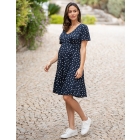 Meera | Navy & White Spot Print Maternity to Nursing Dress