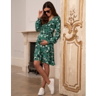 Green Floral Maternity Wrap Dress 