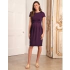 Maternity & Nursing Short Sleeve Dress - Burgundy