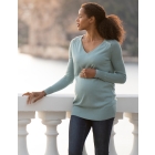 Sage Green Fine Knit V-Neck Maternity to Nursing Jumper