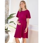 Raspberry Pink Fit & Flare Maternity to Nursing Dress