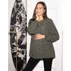 Khaki Dot Maternity & Nursing Blouse