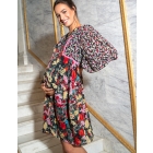 Tove | Mixed Flower Print Boho Maternity to Nursing Dress