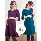 Una | Maternity & Nursing Dresses – Plum & Emerald Twin Pack