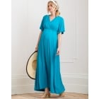 Sydney | Turquoise Blue Jersey Maternity to Nursing Maxi Dress