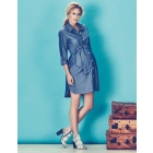 Chambray Belted Maternity Shirt Dress