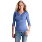 Blue 3/4 Sleeve Pleated Maternity & Nursing Top