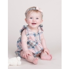 Cotton Tartan Butterfly Sleeve Baby Romper