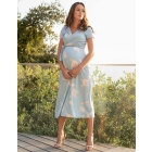 Blue Floral Midi Maternity & Nursing Dress