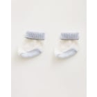 Cashmere Cream Blue Trim Baby Booties