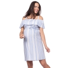 Striped Cold Shoulder Maternity Dress