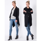 Black Cotton & Cashmere Waterfall Maternity Cardigan