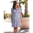 Blue Animal Print Wrap Maternity Dress