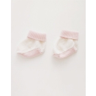 Cashmere Cream Pink Trim Baby Booties